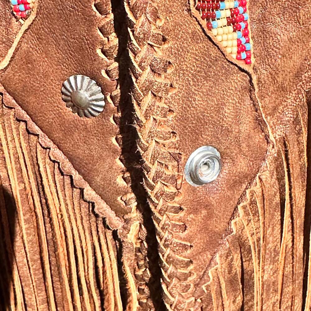 Vintage Leather Western Fringe Jacket - Picture 6 of 8